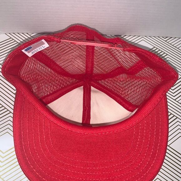 Vintage Safety Kleen One Size Cap Hat Red Black Mesh Snapback Trucker USA - Picture 5 of 7